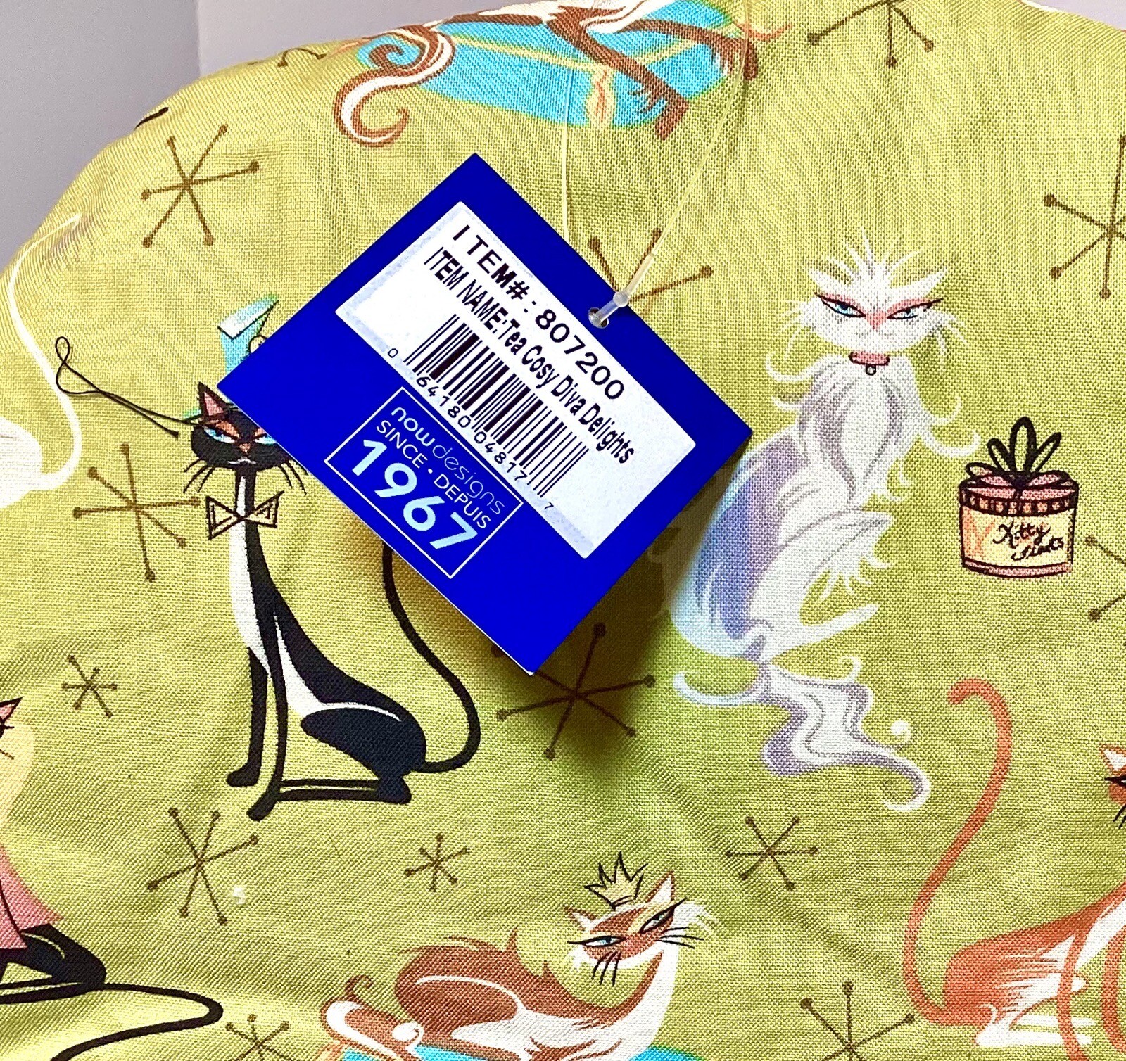 MCM Cats Tea Cozy by Now Designs Atomic Green Teapot Cover