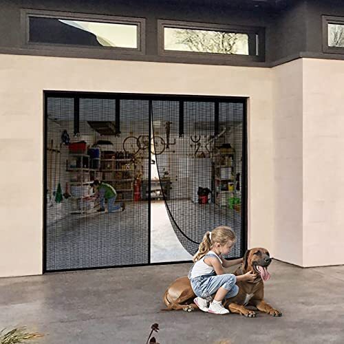 Garage Door Screen, 9X7Ft Self Sealing Door Screen AutoClose Door Curt eBay