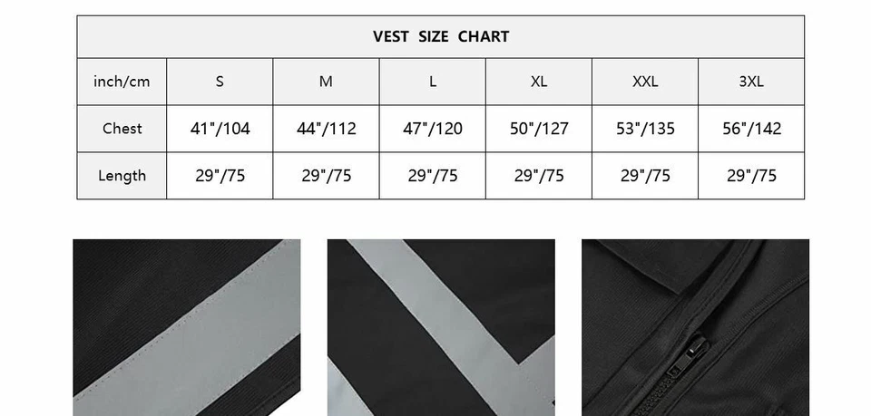 Security Black Safety Vest High Visibility  Reflective 2" Strips w/pockets ANSI - Image 4 of 4