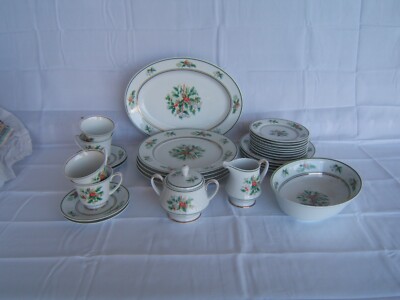 Noritake Holly Service for 4 Creamer Sugar Platter Serving Bowl Exc. Cond. 25 pc