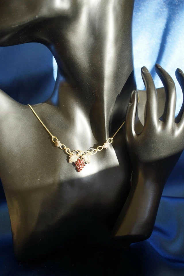 Collier Kette Trachten Hochzeit Granat Gold Art Deco Jugendstil Antik - Bild 2 von 4