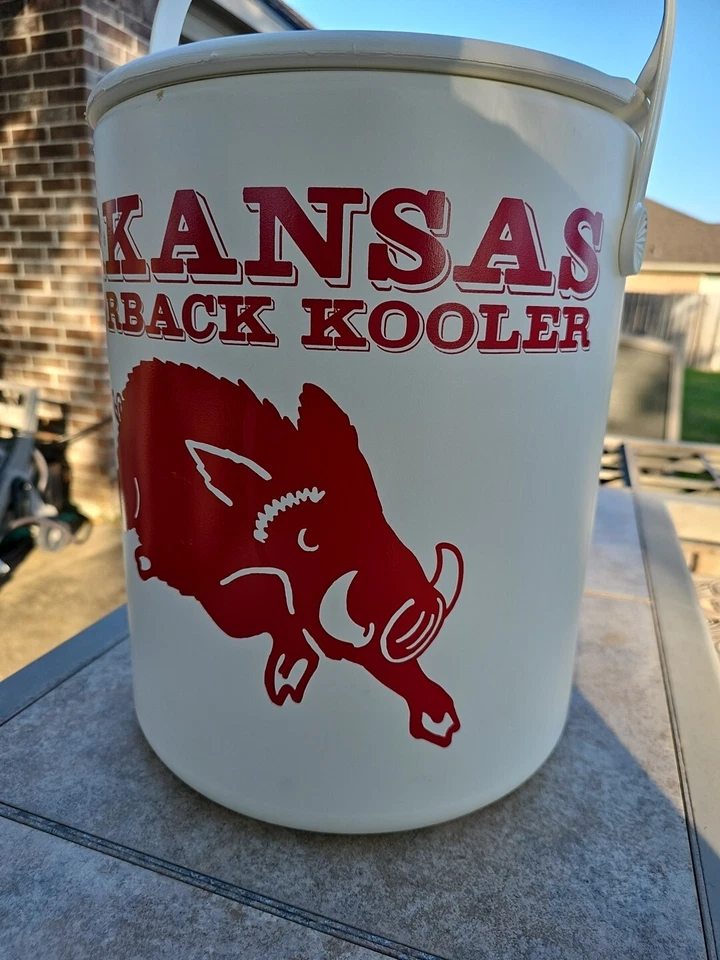 De colección Arkansas Razorback Kooler Hamilton-Skotch No. 2-0B Blanco Rojo EE. UU. Foto 4 de 4