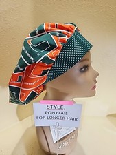 Miami Hurricanes University block Women's Bouffant Surgical Scrub Hat/Cap