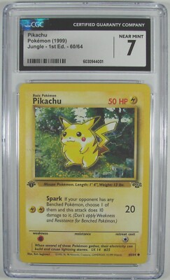 Pokémon 1999 English Jungle PIKACHU 60/64 CGC 7 1ST EDITION VERY