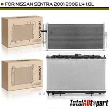 Radiator & AC Condenser with Drier Cooling Kit for Nissan Sentra 02-06 L4 1.8L