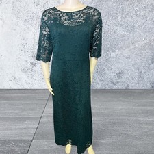 Green Lace 3/4 Sleeve Floor Length Gown