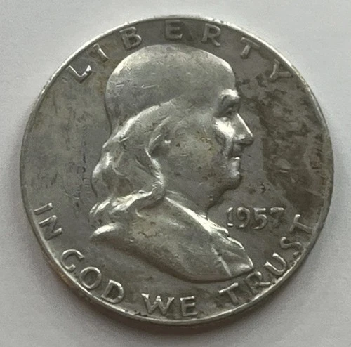 1957-D 50C Silver Franklin Half Dollar Au Denver Mint