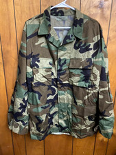 US Military Woodland Camo Combat Coat Cotton/Nylon Sz Large Long