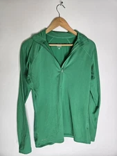 Nike Pro 1/2 Zip Pullover Running Top Women's Size L Green Active