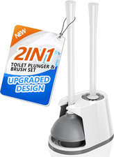 Toilet Plunger and Brush Set, Bowl Brush and Heavy Duty Toilet Plunger with Vent
