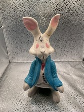 Vintage Holland Mold 8" Bunny Figurine with Blue white coat USA Made