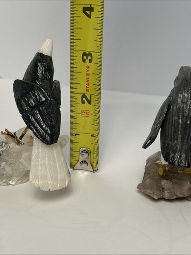 Carved Stone Birds on Quartz (4) Different Species Colorful Unique Different - Picture 18 of 19