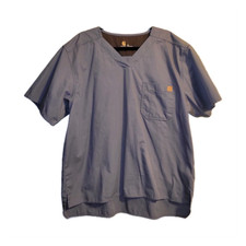 Carhartt Men's Solid Gray V-Neck Short Sleeve Scrub Top Chest Pocket XL