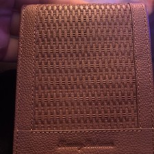 Tommy Bahama Bifold Wallet Basket Weave Tan Embossed Leather 31TM130014 NWT