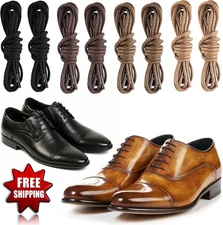 8x Dress Shoe Laces 3/32 Inch Thin Premium Round Waxed Shoelaces Colored Durable