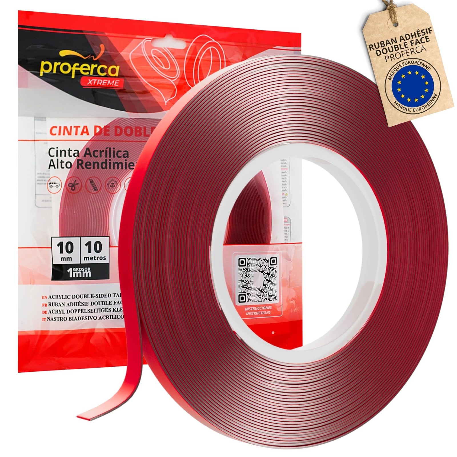 Adhésif double face Xtreme 10m anti-chute pour stabiliser les tapis et objets de décoration