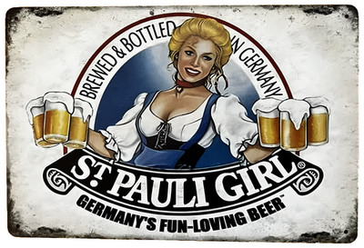 St Pauli Girl Beer Tin Sign (Bud Jack Corona Coors Lite Vodka Rye Whiskey) W21