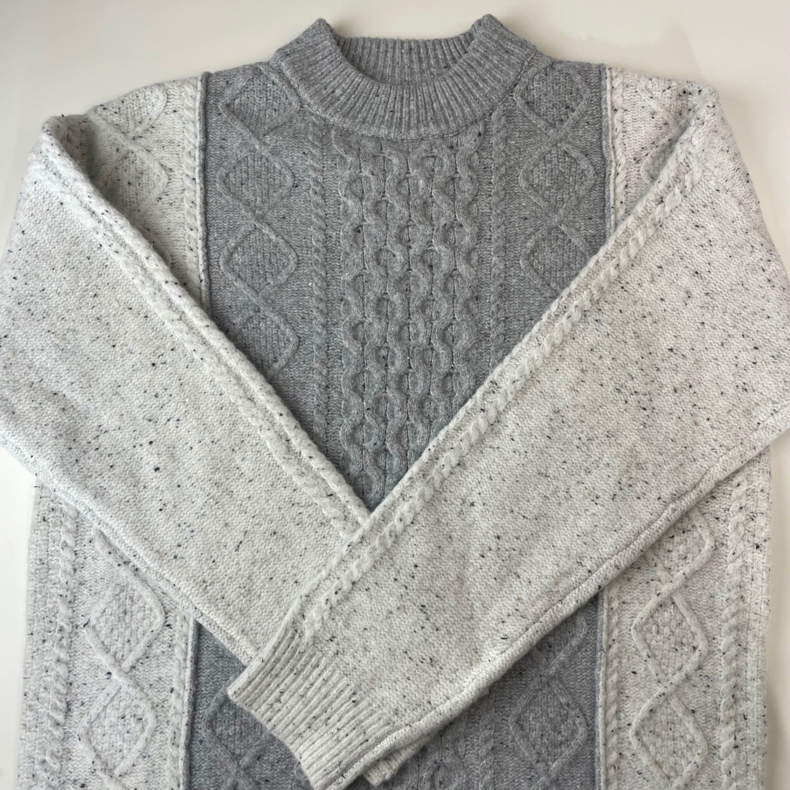 Universal Thread Grey Colorblock Cable Knit Mock … - image 4