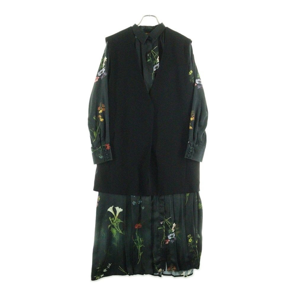 AMERI Botanical Print Polyester Vest Layered Long… - image 1