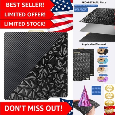 Versatile 257x257mm PEO PET Build Plate - Smooth Diamond & Carbon Fiber Textures