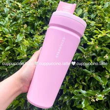 NWT Starbucks Matte Cherry Blossom Sakura Pink Soft Touch Leak Proof SS Tumbler