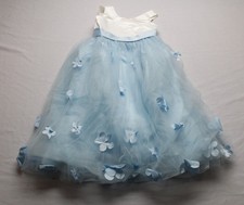 Azazie Girl's Sprout A-Line Bow Tulle Flower Girl Dress LB3 Sky Blue Size 7 NWT