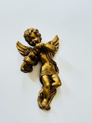 Kreative goldene Engelsstatue, Wandskulptur, Cherub, Foto-Requisiten für