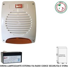 Sirena Allarme Lampeggiante Esterna Radio Con Batteria Lysa GSM Freq. 433,92 MHz
