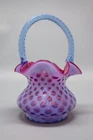 Fenton Mulberry Opalescent Coin Dot Basket Crimped Edge Unique