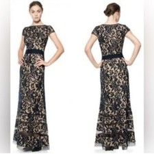 Tadashi Shoji Maxi Dress Women’s 4 Blue Gown Lace Mermaid Evening Lace Victorian