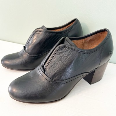 Frye Stella Slip Block Heel Boots Black Leather