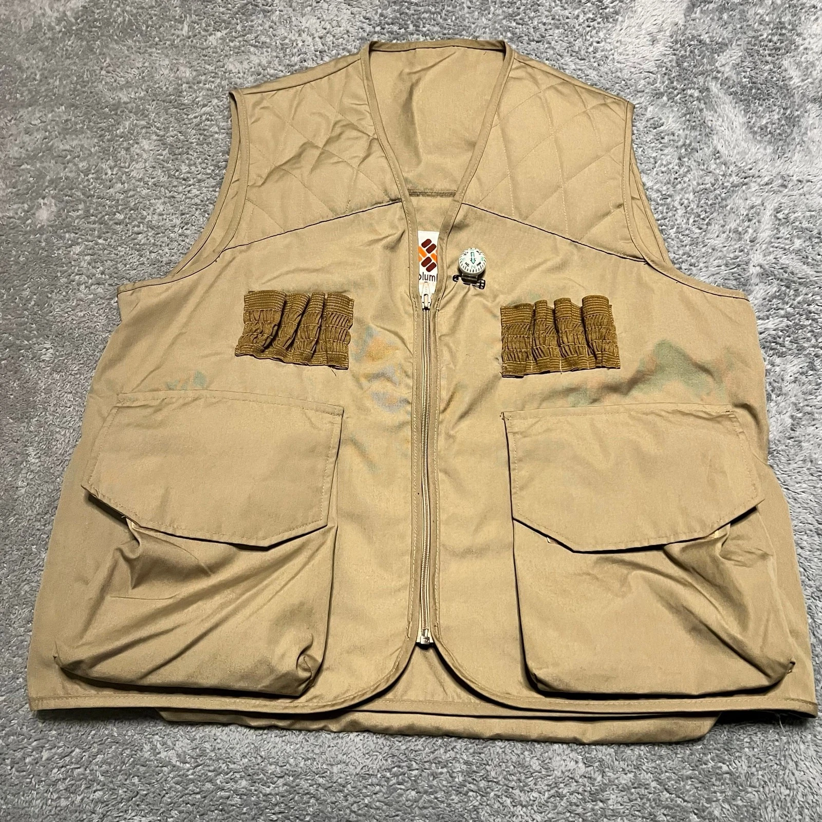 Columbia Vest Mens Large Hunting Fishing Brown Vintage Pockets