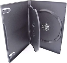 10 Pack Standard 14mm Black 3 Disc CD & DVD Cases with Hinged Flip Tray and O...