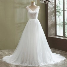 Elegant A-line Style Tulle Wedding Dresses Customized Beach Lace Bride Gowns