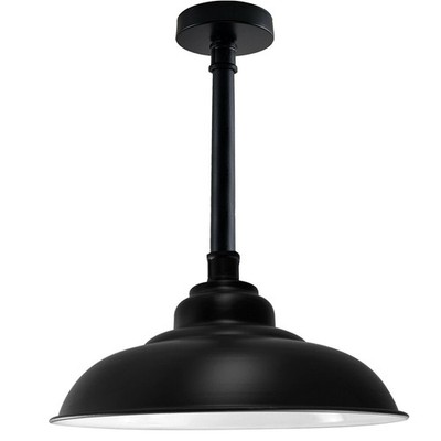 Deckenleuchte schwarz Metall Industrial geschwungen Lampenschirm 32 cm schmal Unterputz