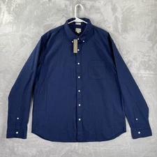 J.Crew Shirt men's XXL Button Down Seersucker Slim Fit Blue Organic Cotton NWT