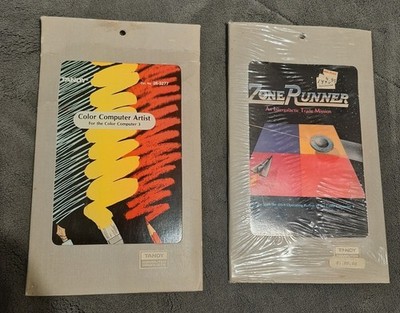 Vintage Tandy TRS-80 Color Computer Artist / Zone Runner Video Games Floppy Disk