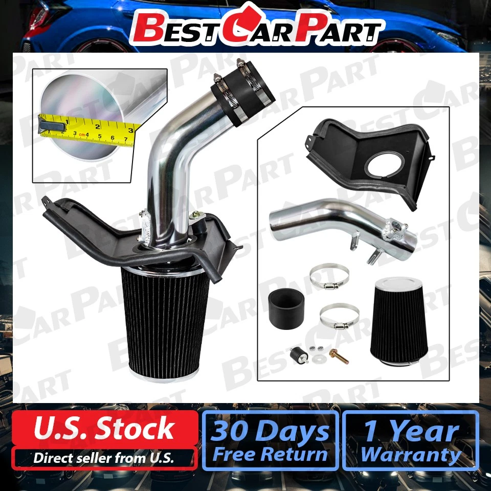 BCP NEGRO para Subaru 08-14 WRX/STi 2,5 L Turbo admisión de aire frío + protector térmico Foto 2 de 4