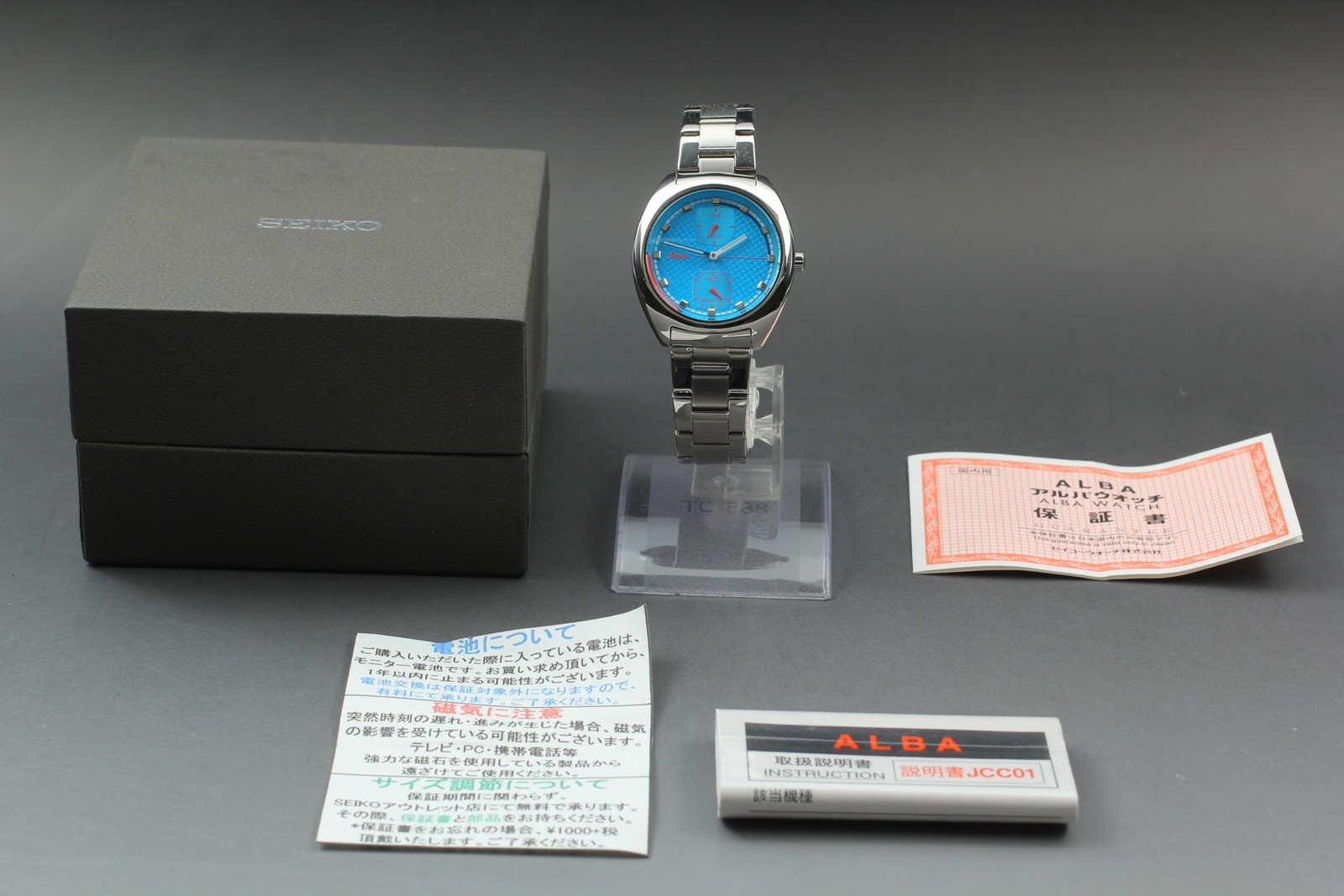 Seiko Small Watch Qz [MINT Full Fusion Second VD77-KHF0 Box Blue Alba Set] Men's - vintagewatches.pk