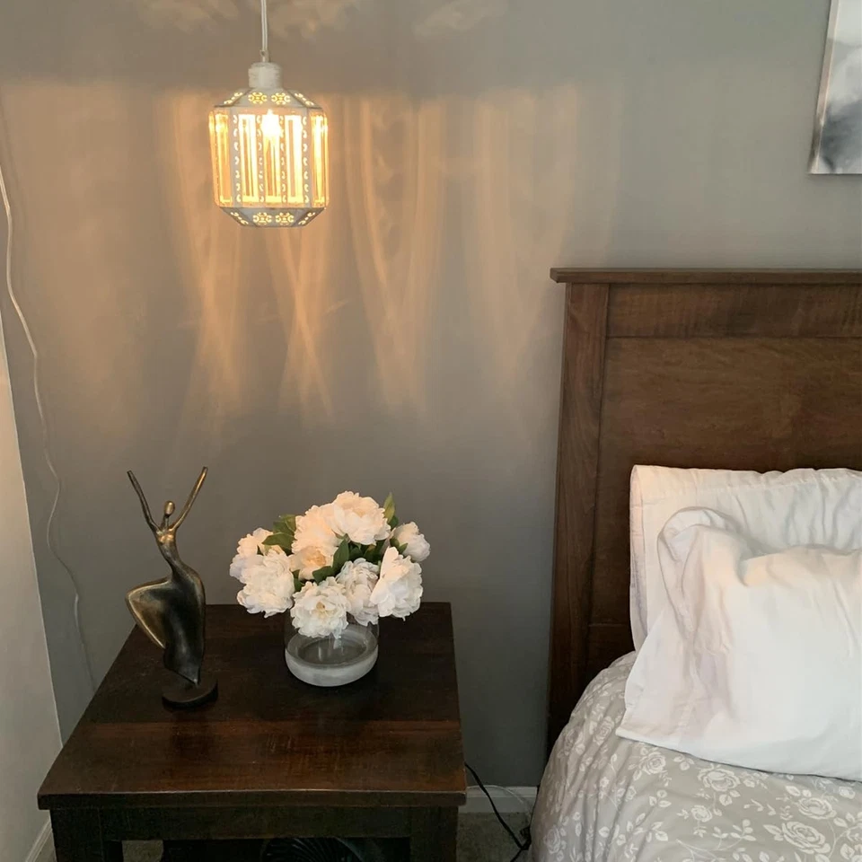 Boho Hanging Lamp Plug-In, Rustic Crystal Swag Light, Dimmable 16.4 FT Cord - Image 2 of 4