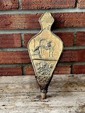 Vintage Working Brass & Wood Decorative Fireside Bellows 33cm Long~ Farm Scene(R
