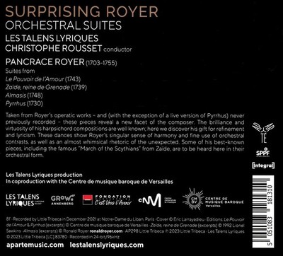 LES TALENS LYRIQUES / CHRISTOPHE ROUSSET SURPRISING ROYER: PANCRACE ROYER ORCHES