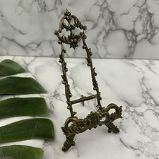 Vintage 80s Brass Metal Plate Stand Picture F...
