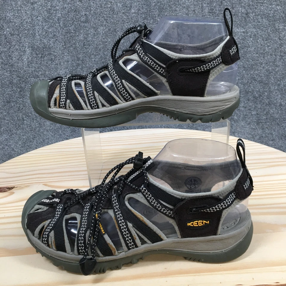 Sandálias Keen femininas 8 sussurros esportivas biqueira fechada pescador preto cinza impermeável - Imagem 2 de 4