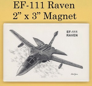 EF-111 Raven Plane Electronic Warfare Collectible Magnet 2" x 3" Black & White