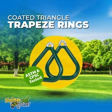 SWING SET STUFF COMMERCIAL COATED TRIANGLE TRAPEZE RINGS GREEN (PAIR) parks 0017