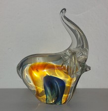 Murano Sommerso Glas Elefant blau gelb transparent