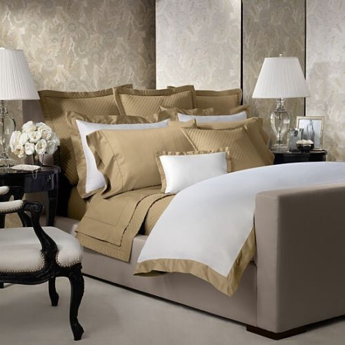 RALPH LAUREN Bowery Polished Bronze Border/ White Full/Queen Duvet Cover - Picture 1 of 5