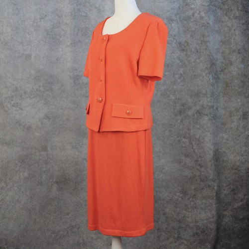 ST JOHN by Marie grau hellorange Kurzarm Strick Top und Rock Set - Bild 4 von 10