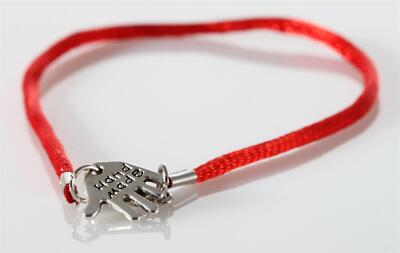 Silberfarben Hamsa FATIMA Rot Schnur Armband Glücksbringer Anhänger Kabbala Schmuck
